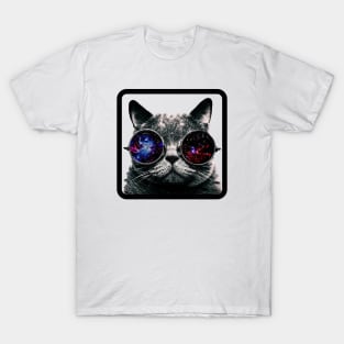 Cat with universe glasses T-Shirt